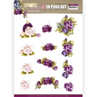 3D Push Out - Precious Marieke - Romantic Roses - Purple Roses 