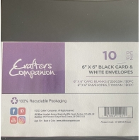 Crafters Companion 10 Cards & Envelopes 15x15cm Black & White