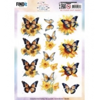 Berrie's Beauties - Flutter Flair - 3D Push Out - Yellow Flutters