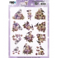 Berrieâ€™s Beauties - Pastel Purple Christmas - 3D knipvel -  Birds