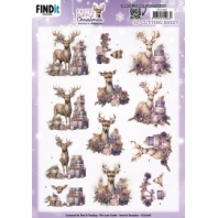 Berrieâ€™s Beauties - Pastel Purple Christmas - 3D knipvel - Deer