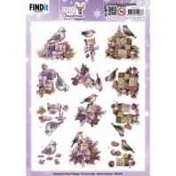 Berrieâ€™s Beauties - Pastel Purple Christmas - 3D Push Out -  Birds