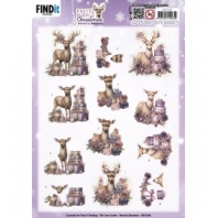 Berrieâ€™s Beauties - Pastel Purple Christmas - 3D Push Out - Deer