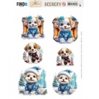 Berries Beauties - Push out scenery Christmas Dogs
