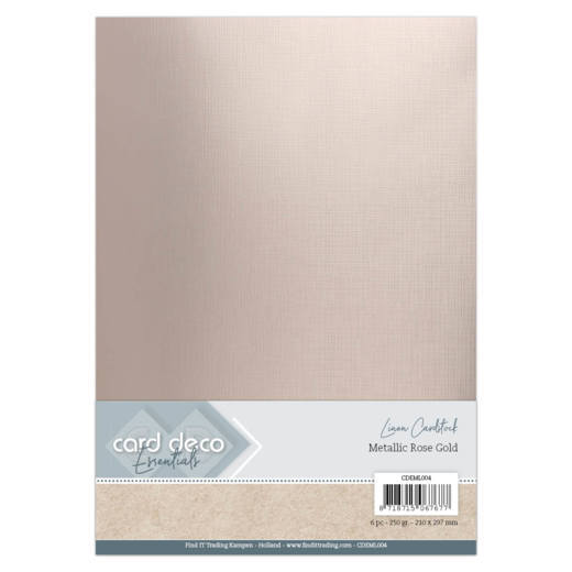 Card Deco Essentials - Metallic Linnenkarton - Metallic Rose Gold