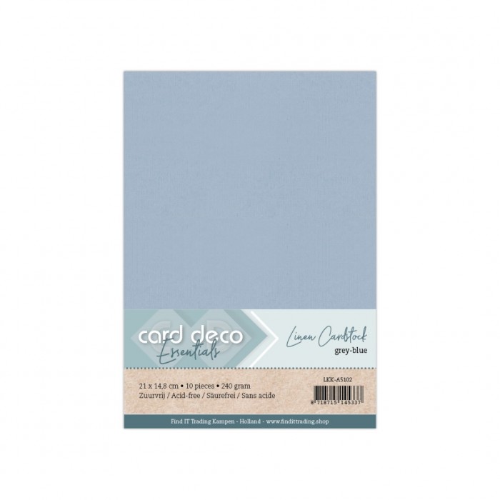 Card Deco Essentials - Linnenkarton A5 - Grijs Blauw 102 - 10 stuks