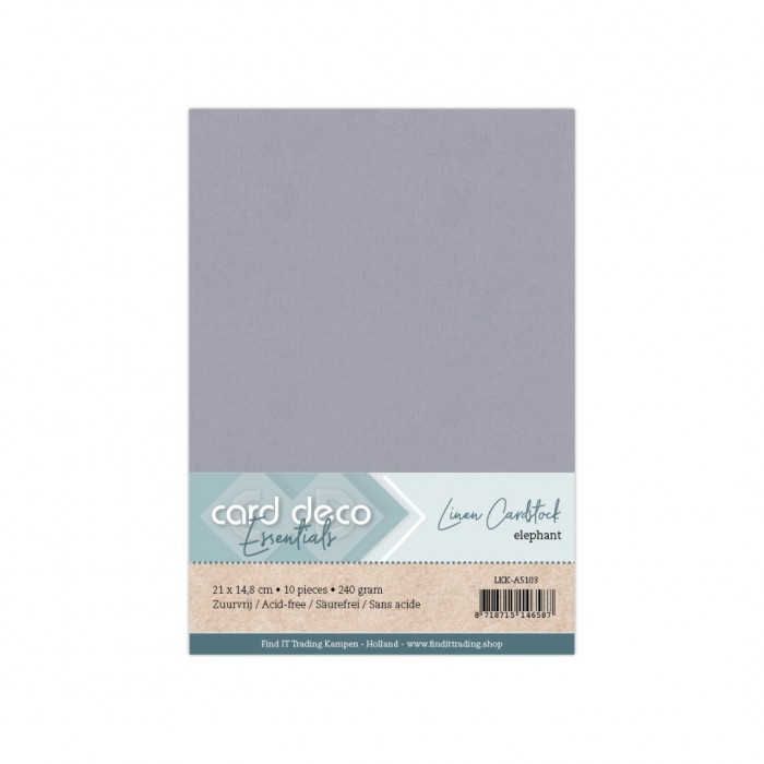 Card deco Essentials - Linnenkarton A5 - Olifant grijs 103 - 10 stuks
