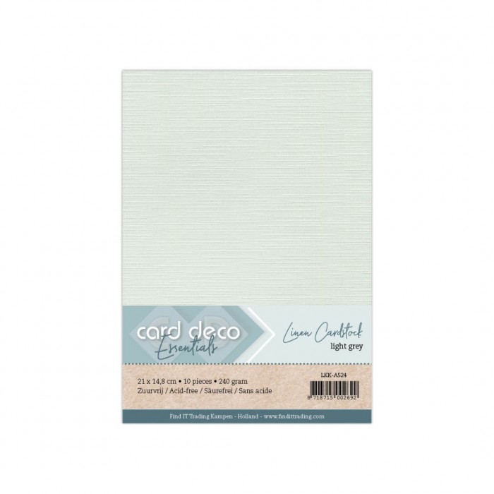 Card Deco Essentials - Linnenkarton A5 - Licht Grijs 24 - 10 stuks