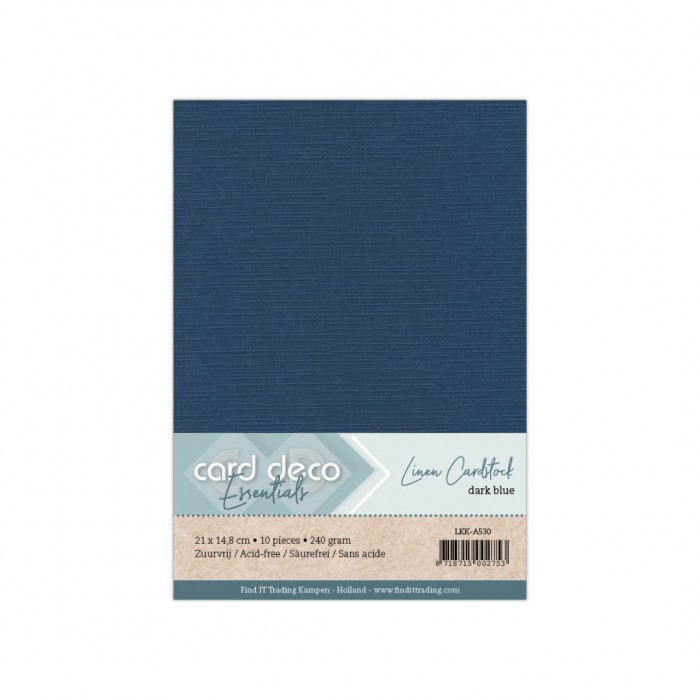Card Deco Essentials Linnenkarton A5 - Donkerblauw 30 - 10 stuks