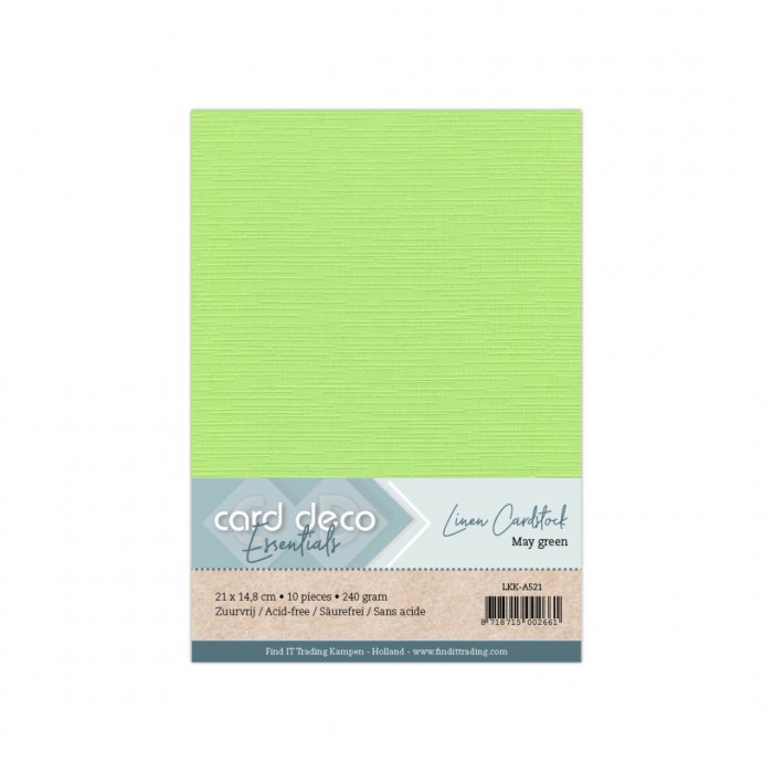 Card Deco Essentials  Linnenkarton A5 -  Mei Groen - 10 stuks