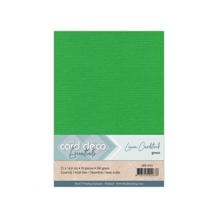 Card Deco Essentials  Linnenkarton A5 - Groen - 10 stuks