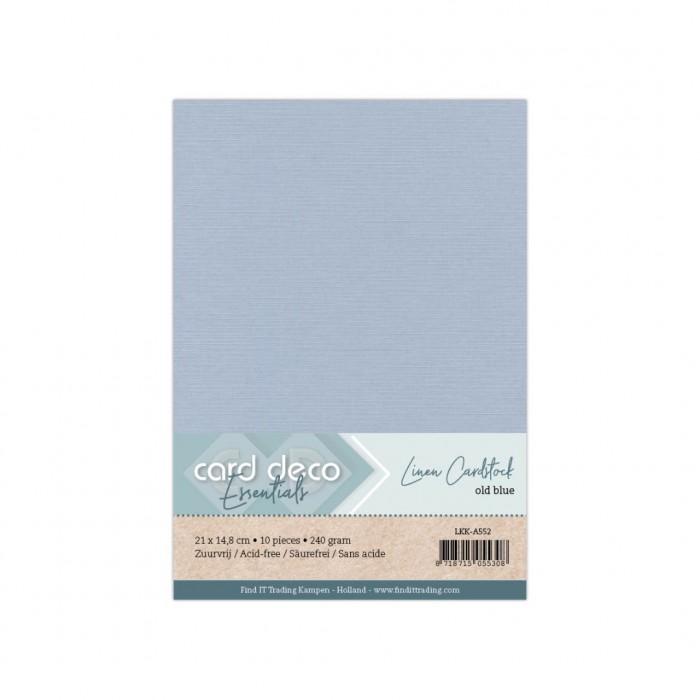 Card Deco Essentials Linnenkarton A5 - Oud Blauw 52 - 10 stuks
