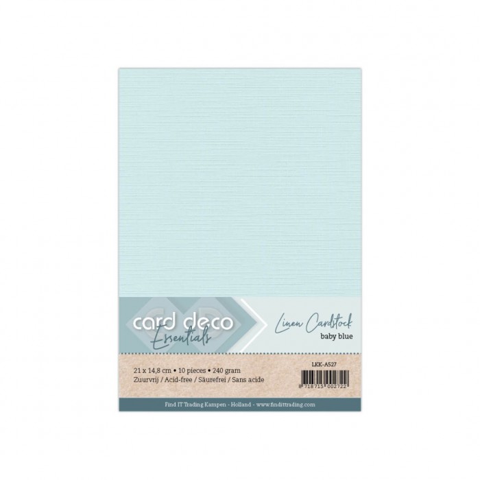 Card deco Essentials - Linnenkarton A5  - Baby Blauw 27 - 10 stuks