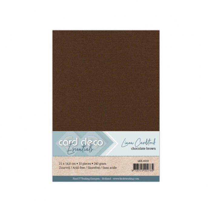 Card deco Essentials - Linnenkarton A5 - Chocolade Bruin 79 - 10 stuks 