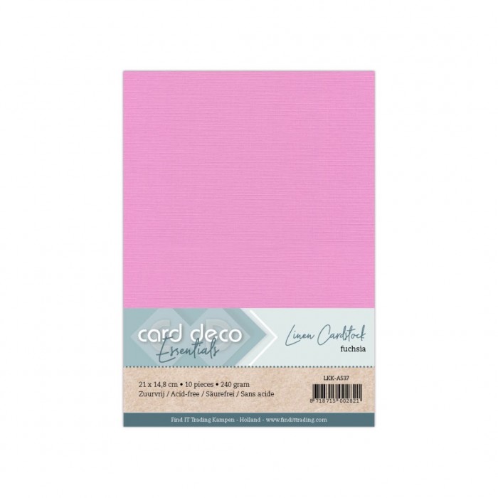 Card Deco Essentials  Linnenkarton A5 - Fuchsia - 10 stuks