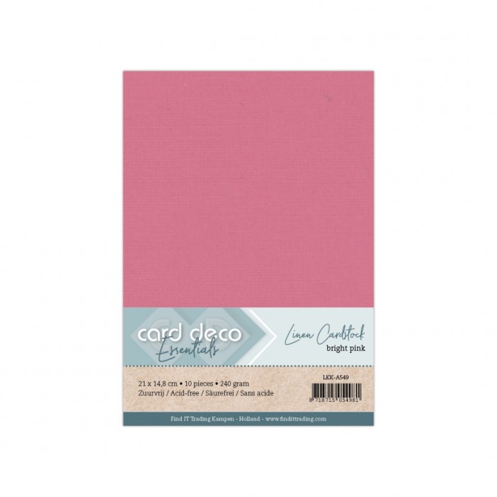Card Deco Essentials - Linnenkarton A5 -  Hard Roze 49 - 10 stuks