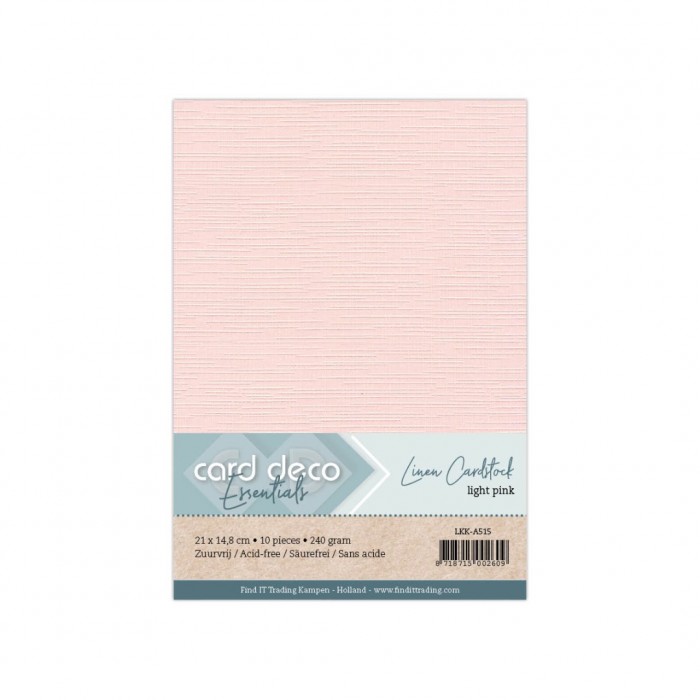 Card Deco Essentials - Linnenkarton A5 - Licht Roze 15 - 10 stuks