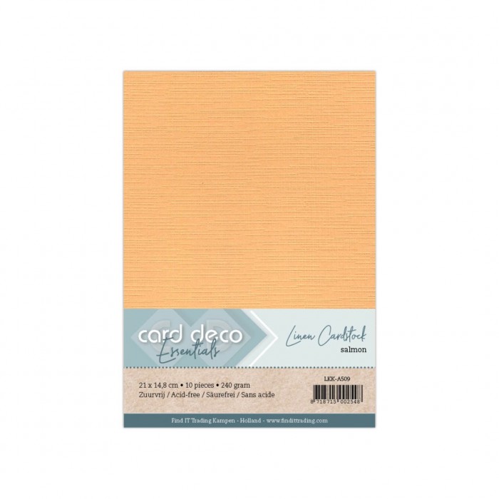 Card Deco Essentials - Linnenkarton A5 - Zalm 09 - 10 stuks