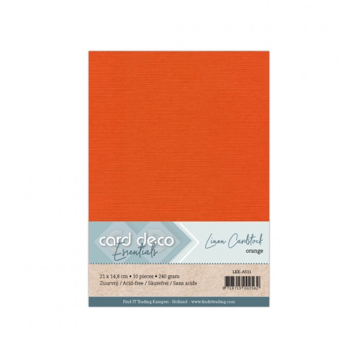 Card Deco Essentials - Linnenkarton A5 - Oranje 11 - 10 stuks