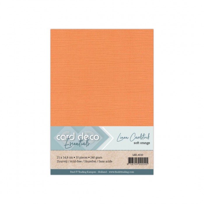 Card Deco Essentials - Linnenkarton A5 - Zacht Oranje 10 - 10 stuks 