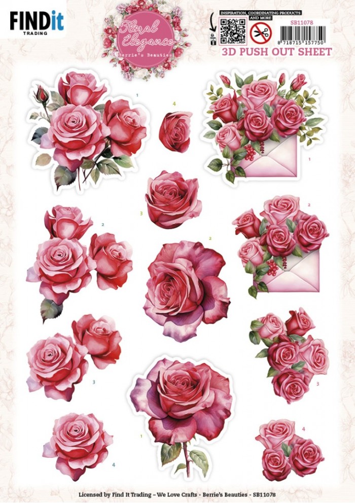 Berries Beauties - Floral Elegance 3D Push Out - Romantic Roses