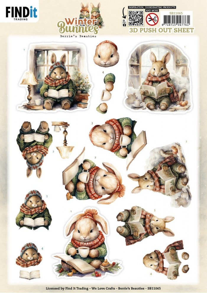 Berries Beauties - Winter Bunnies - 3D Push out - Reading Bunnies