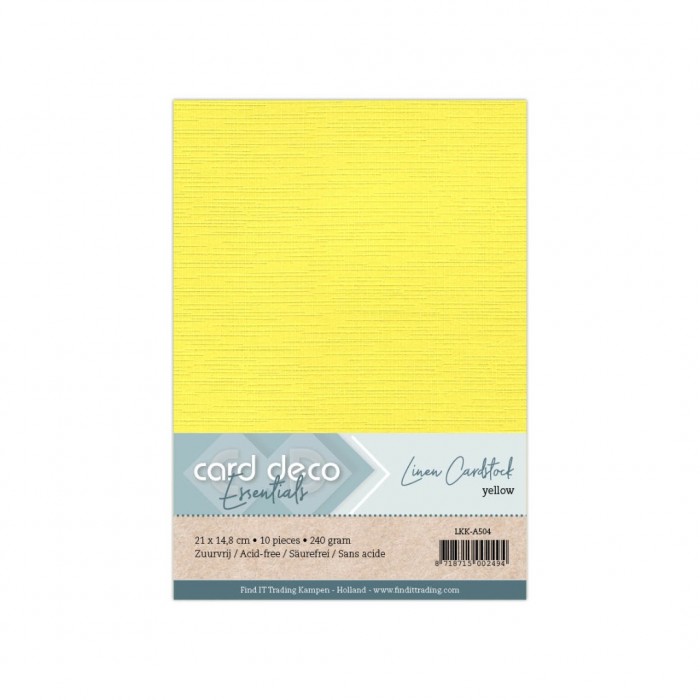 Card Deco Essentials - Linnenkarton A5 - Geel 04 - 10 stuks