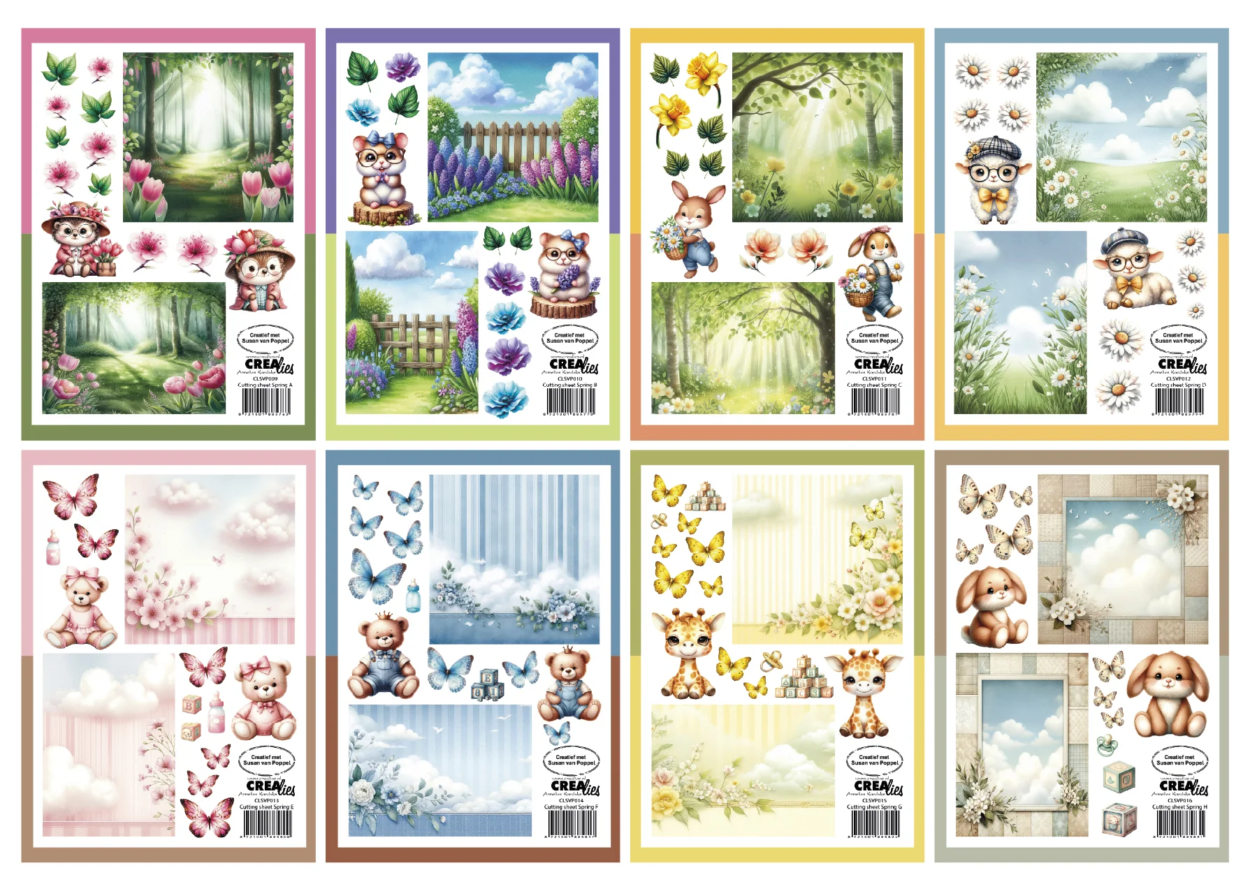 Crealies Cutting Sheets Line A 8 vellen