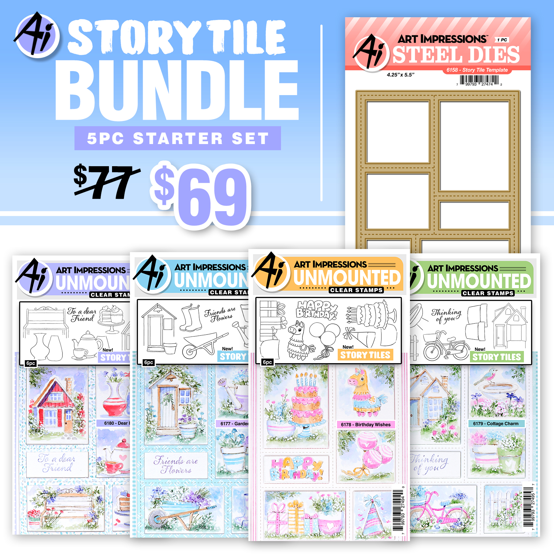 Art Impressions – Story Tile 5pc  C6192