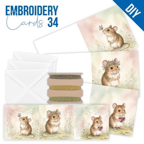 Embroidery Cards 34 - Cute Mice