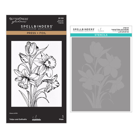 Spellbinders - Press + Foil + Stencil Bundle - Tulips and Daffodils
