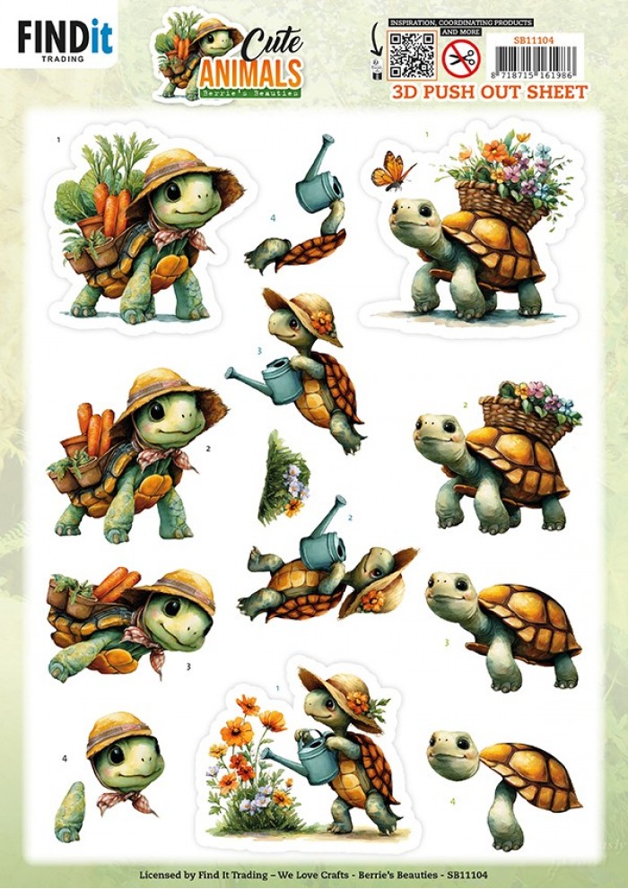 Berries Beauties Cute Animals - #D Push Out - Turtles