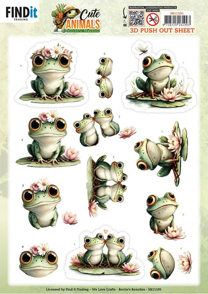 Berries Beauties Cute Animals - 3D Push Out - Frogs