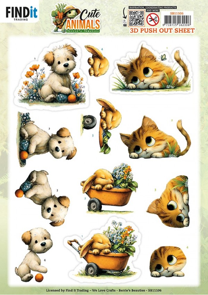 Berries Beauties Cute Animals - 3D Push Out - Garden Friends