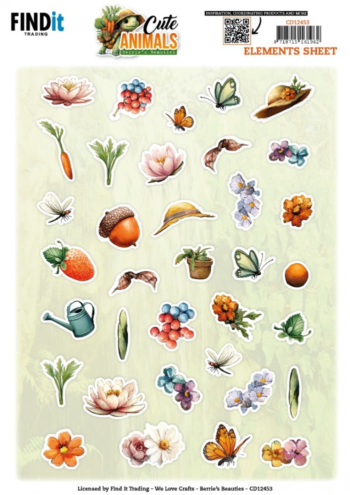 Berries Beauties Cute Animals - 3D knipvel - Elements Sheet