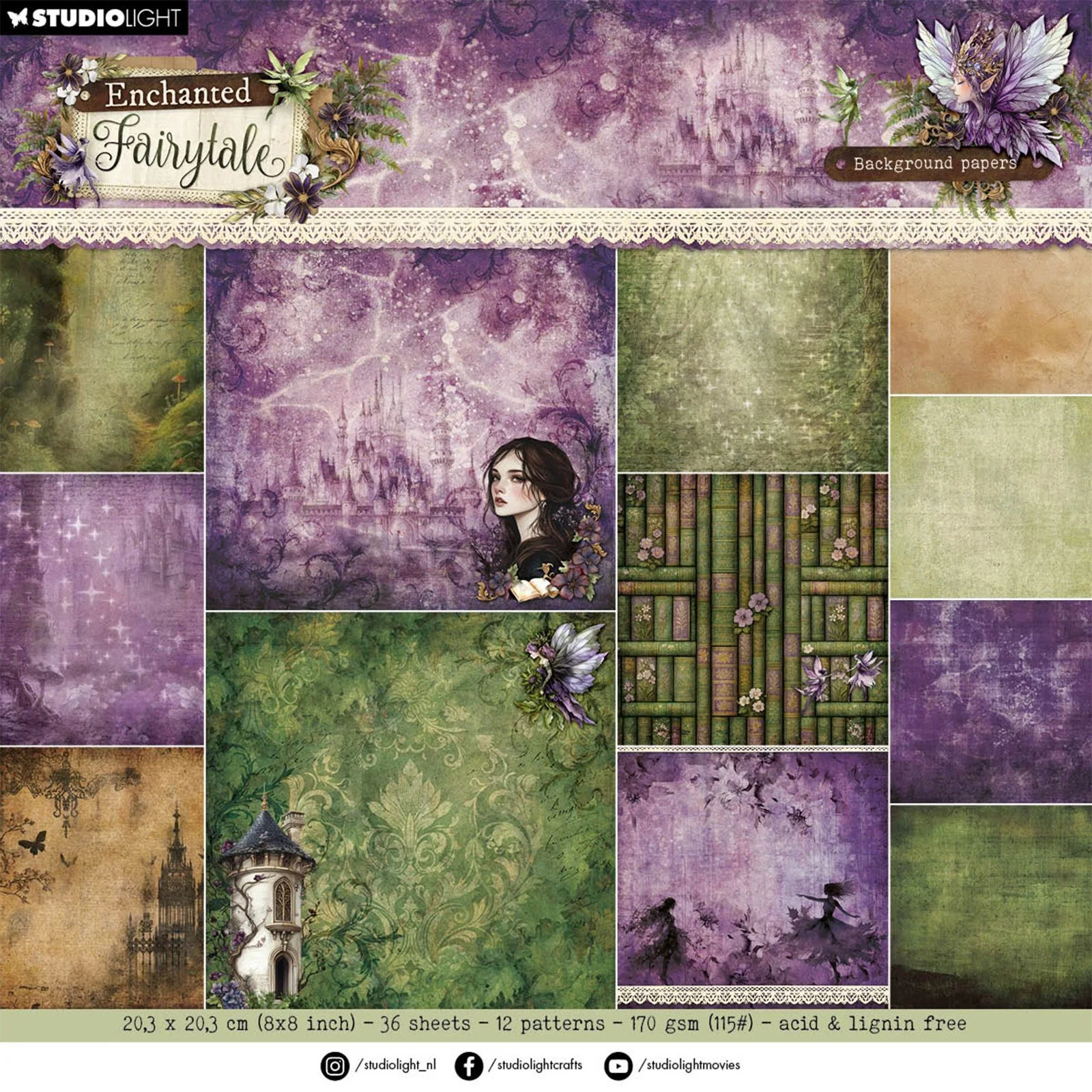 Studio Light • Designer Background paper pad Enchanted Fairytale
