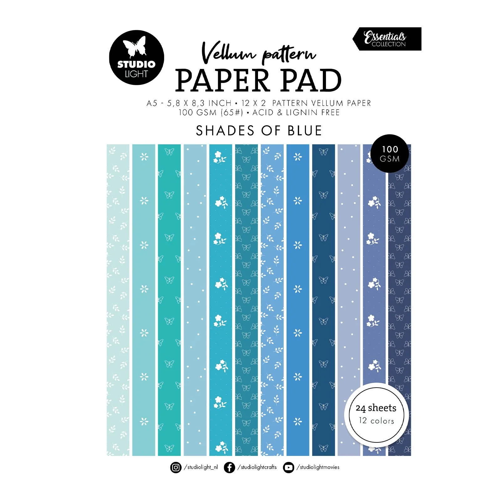 Studio Light • Essentials Vellum Paper Pad Spring blue print
