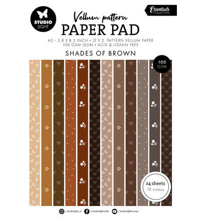 Studio Light Vellum pattern Paper Pad - Shades of Brown