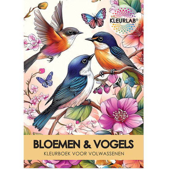 Kleurlab - Kleurboek voor volwassenen - Bloemen en Vogels