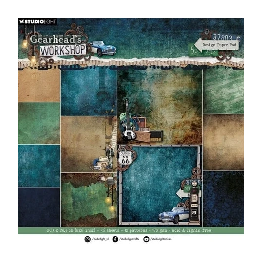Studio Light - Gearhead's Workshop - 20,3x20,3 cm Designer Paper Pad Background