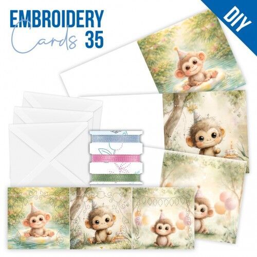 Stitch and Do - Embroidery Cards 35 - Birthday Monkey