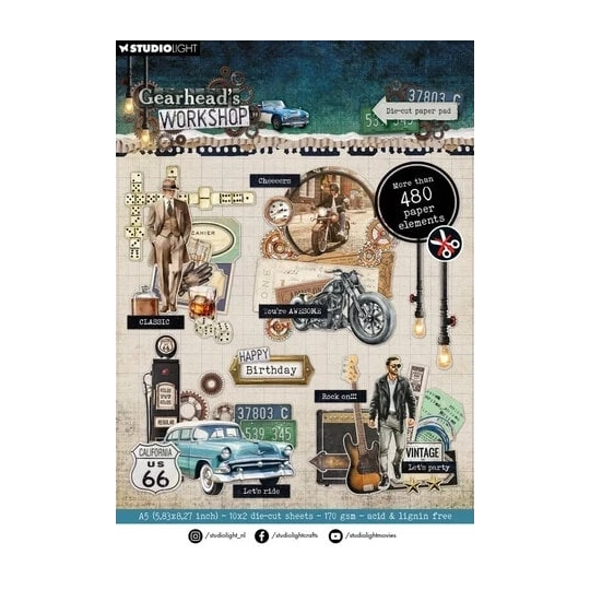 Studio Light - Gearheads Workshop Die cut paper pad