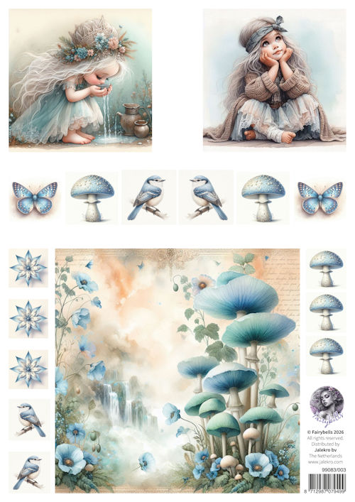 Fairybells combi knipvel voor pop-up en decoupage - blauw B