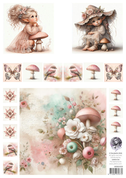 Fairybells combi knipvel voor pop-up en decoupage -  roze B