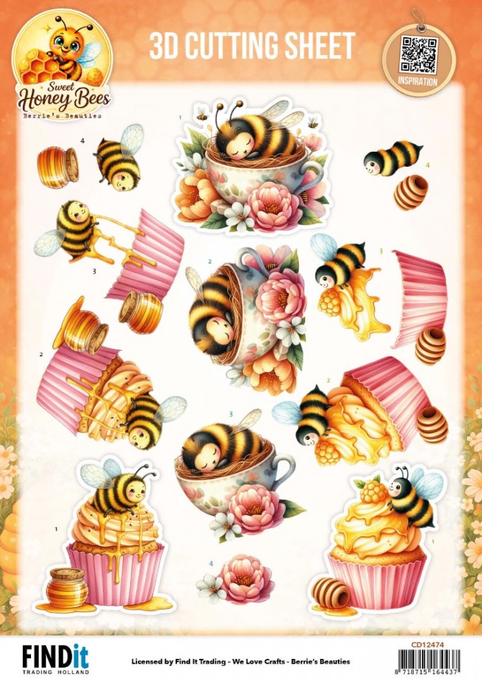 Berries Beauties - Sweet Honey Bees - 3D knipvel Honey Bee Delights