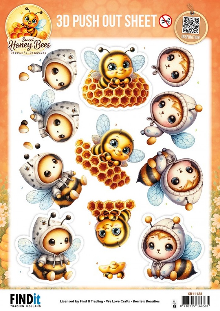 Berries Beauties - Sweet Honey Bees -3D Push Out Honey Comb Friends