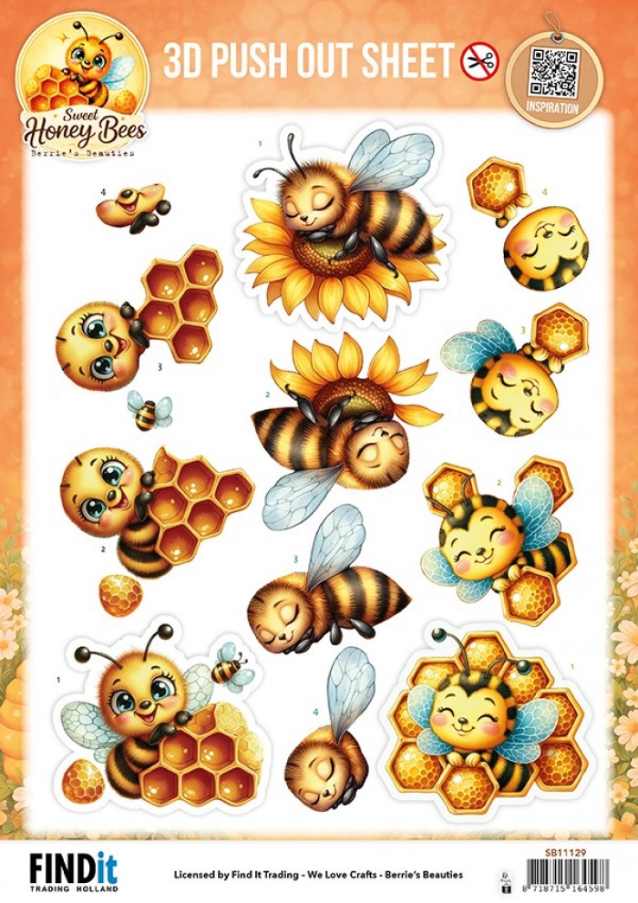 Berries Beauties - Sweet Honey Bees - 3D Push Out Golden Garden