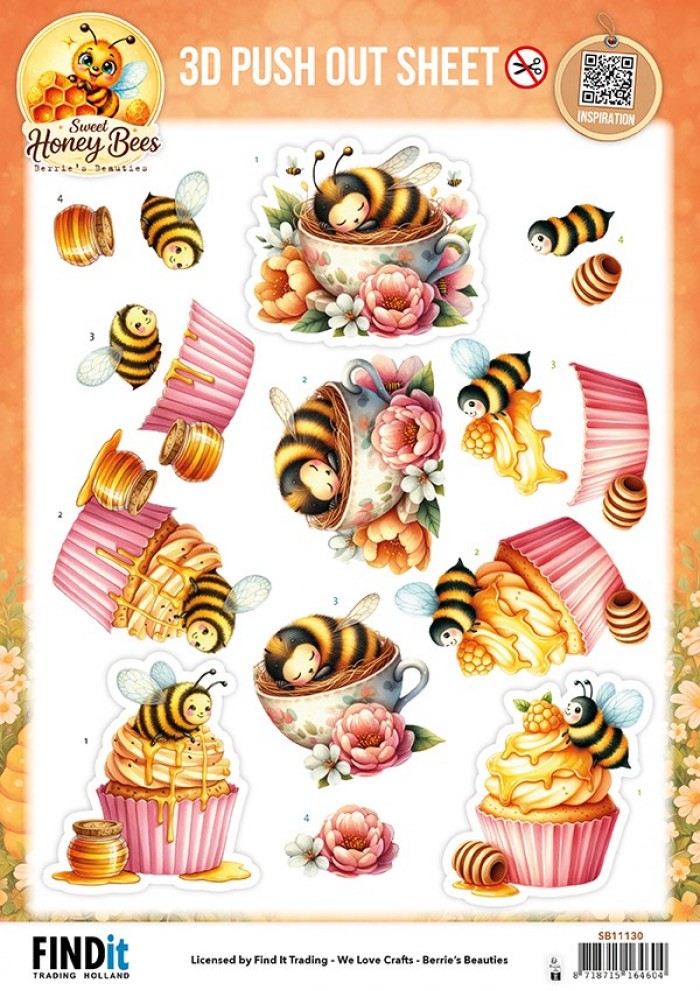 Berries Beauties - Sweet Honey Bees - 3D Push Out Honey Bee Delight