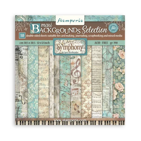 Stamperia - Symphony -  Paperset achtergond 30,5x30,5cm