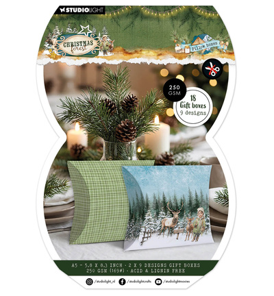Studio Light - Christmas Forest - Giftbox Paper Pad Pillbox - 18 sheets